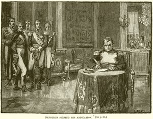 Napoleon allekirjoittaa luopumuksensa tekijältä English School