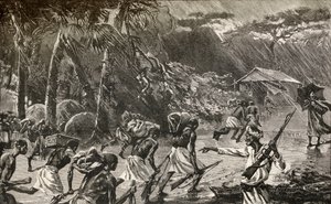Sir Henry Morton Stanleyn Emin Pashan Afrikkaan suuntautuneen avustuskampanjan alkuperäiskansojen kantajia 1886-1889 tekijältä English School