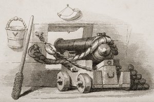 Naval Canon, kuvitus Englannin taisteluista merellä ja maalla, Lieut. Eversti Williams tekijältä English School