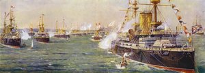 Laivaston katsaus Spitheadissa kuningatar Victorian timanttijuhlaan tekijältä English School