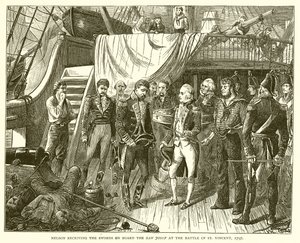 Nelson vastaanotti miekat San Josefin aluksella St. Vincentin taistelussa 1797