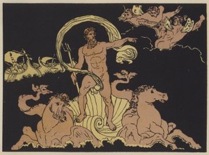 Neptunus hiljentää aallot (väri litho) tekijältä English School