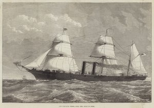 Uusi lähetysalus, HMS Iris, valmistettu teräksestä tekijältä English School