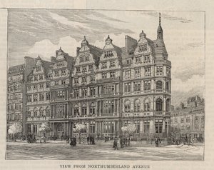 Constitutional Clubin uusi rakennus Northumberland Avenuella: Näkymä Northumberland Avenuelta tekijältä English School
