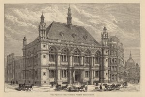 City of London Schoolin uudet rakennukset: Etuosa Victoria Thames Embankmentissa tekijältä English School