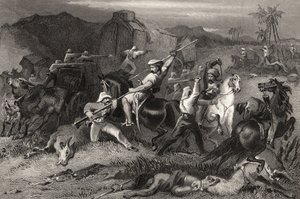 Night Sortie ja hyökkäys matkatavaravaunuja vastaan, vuonna 1858 julkaistusta The History of the Indian Mutinysta tekijältä English School