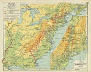 Pohjois-Amerikka 1689-1783 (värilitografia) tekijältä English School