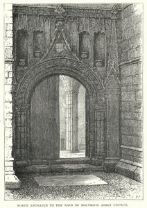 Holyrood Abbey Churchin laivan pohjoinen sisäänkäynti (kaiverrus) tekijältä English School