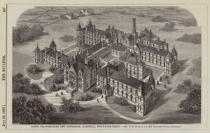 North Staffordshire New Infirmary, Hartshill, Stoke-upon-Trent, Mr G B Nichols ja herra Charles Lynam, arkkitehdit (kaiverrus) tekijältä English School