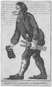 Vanhat Ripponin saappaat Yorkshiressa, kaiverrettu J. Strange (1700-luku) Timothy Grinin piirustuksen mukaan, julkaissut C. Johnson, 1793 tekijältä English School