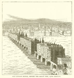 Old London Bridge, ennen suurta tulipaloa, 1600-luku tekijältä English School