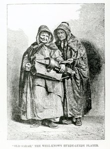 Vanha Sarah Tunnettu Hurdy-Gurdy Player, n. 1840 tekijältä English School