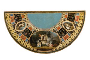 Yksi George III -teepöydän parista, mahdollisesti irlantilainen, n. 1780 (musta-kultainen japanilainen ja monivärinen puu) (katso myös 3056799-803) tekijältä English School