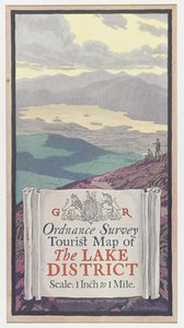 Ordnance Survey turistikartta järvialueelta, n. 1920 (väri litho) tekijältä English School