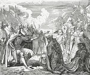 Ottokar II Böömiläinen kunnioittaa Rudolph I:tä, Saksan kuningasta vuonna 1276, 1882 tekijältä English School