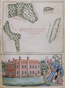 Sivu 8, A Survey of the Estate of John Plampin, Esq., 1774 (kynä ja muste wc:llä ja guassi paperilla) tekijältä English School