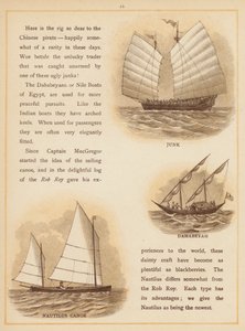 Sivu teoksesta The Boats of the World, 1800-luvun loppupuoli (värilitografia). tekijältä English School