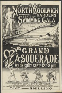 Esite "Uimagaala ja Grand Masquerade, North Woolwich Gardens" tekijältä English School