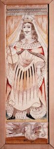 Paneeli brodeerattu muotokuva Kaarle II:sta (1630-85) n. 1660 (silkki satiinilla) tekijältä English School