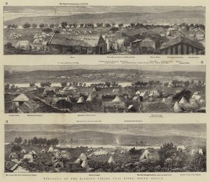 Panorama of the Diamond Fields, Vaal River, Etelä-Afrikka (kaiverrus) tekijältä English School