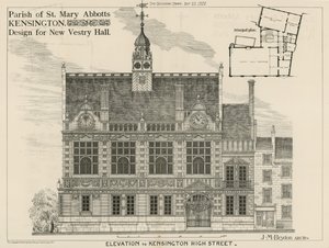 Parish of St Mary Abbots, Kensington, suunnittelu New Vestry Hallille tekijältä English School