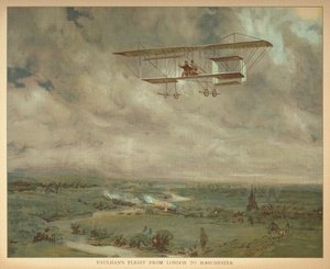 "Paulhanin lento Lontoosta Manchesteriin." Pienten ihmisten ilmalaivojen kirja. Lontoo: Ernest Nister, [1912] tekijältä English School