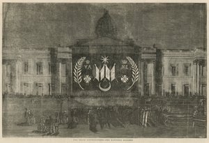 Kansallisgalleriaa koristavat rauhanvalot tekijältä English School