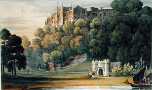Pentillie Castle, Ackermannin "Arkisto taide", julkaistu 1826 (väri litho) tekijältä English School