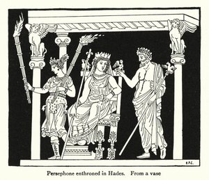 Persephone valtaistuimelle Haadeksessa (litho) tekijältä English School