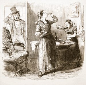 Kuvankauniita luonnoksia Lontoosta: The Lodging House, The Illustrated London News, 1849 tekijältä English School