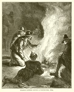 Pilgrim Fathers Round a Watch-Fire, 1620 tekijältä English School