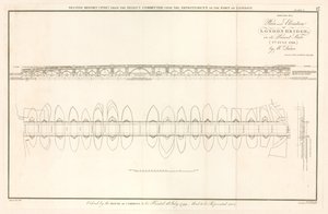 London Bridgen suunnitelma ja korkeus 2. heinäkuuta 1799 tekijältä English School