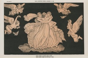 Poliittinen pilapiirros (värilitografia) tekijältä English School