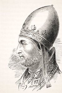 Paavi Adrianus IV, William Aubreyn teoksesta The National and Domestic History of England, julkaistu Lontoossa, noin 1890 tekijältä English School