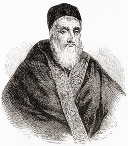 Paavi Sixtus V tai Xystus V, syntyjään Felice Peretti di Montalto, Wardin ja Lockin kuvitetusta maailmanhistoriasta, julkaistu noin vuonna 1882. tekijältä English School