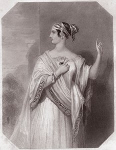 Brutuksen (Brutuksen Portia-vaimo) Porcia-vaimo (Jules Cesar - Julius Caesarin tragedia) - "" Galerie des femmes de Shakespeare, kokoelma 45 vakavaa muotokuvaa varhaisten Lontoon taiteilijoiden toimesta, rikastettuna kriittisillä ja kirjallisilla huomautuk tekijältä English School