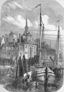 Rotterdamin satama, Hollanti, The Illustrated London News, 1810 tekijältä English School