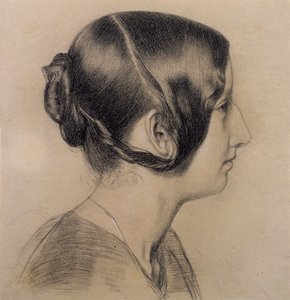 Nuoren naisen muotokuva, n. 1840 (värilliset liidut paperilla)