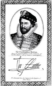 Sir Christopher Hattonin (1540-91) muotokuva ja signeeraus