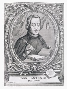 Antonio de Solis y Rivadeneiran (1610-86) muotokuva julkaisusta "The Narrative and Critical History of America", toimittanut Justin Winsor, Lontoo, 1886 tekijältä English School