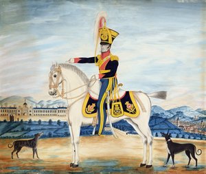 Muotokuva kapteeni William Manfullista täydessä sotilaspuvussa, 1822 (wc, guassi ja kynä paperilla) tekijältä English School