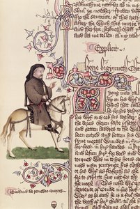 Geoffrey Chaucerin muotokuva (n. 1342-1400) faksimile Geoffrey Chaucerin (n. 1342-1400) Canterbury Talesista tekijältä English School