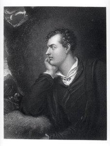 George Gordonin, Rochdalen kuudennen lordi Byronin (1788-1824) muotokuva (kaiverrus) (m/v kuva) tekijältä English School