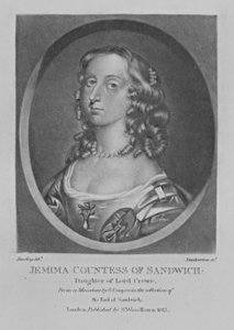 Muotokuva Sandwichin kreivitär Jemimasta, Richard Earlomin ja Charles Turnerin kirjasta Characters Illustrious in British History, 1815 tekijältä English School