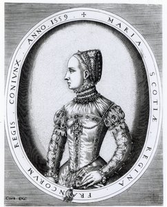 Hieronymus Cockin (n.1510-70) kaiverrettu muotokuva Skotlannin kuningattaresta Mariasta (1542-87) 1559. tekijältä English School