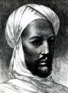 Muotokuva Muhammad Ahmadista (1844-1885), joka tunnetaan nimellä Mahdi, dervishien johtaja sodassa brittejä vastaan vuonna 1884, siirtomaasodat, Sudan tekijältä English School