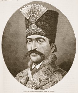 Persian shaahin Nasser-ed-Deenin muotokuva, kuvitus Cassells Illustrated History of Englandista tekijältä English School