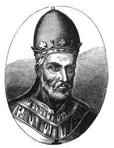 Paavi Honorius III:n (k. 1227) muotokuva kuvitus artikkelista "Tiede ja kirjallisuus keskiajalla ja renessanssilla", kirjoittanut ja kaivertanut Paul Lacroix, 1878 tekijältä English School