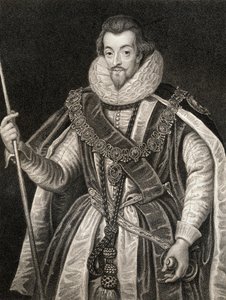 Muotokuva Robert Cecilistä, Salisburyn 1. jaarlista (1563-1612), Lodges British Portraitsista, 1823 tekijältä English School