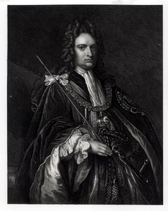 Robert Harleyn, Oxfordin ensimmäisen jaarlin (1671-1724) muotokuva (kaiverrus) (bw-kuva) tekijältä English School